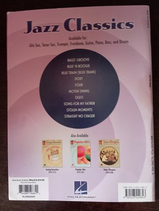 Libro Partituras Jazz Classics, para saxo alto.