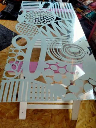 Mesa de cristal regulable altura