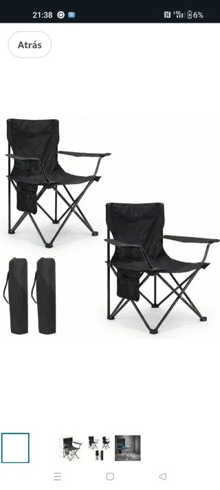 Pack 2 Sillas Camping Plegables con Bolsa