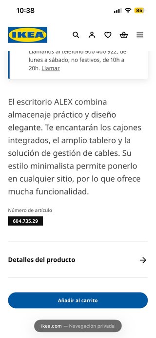 Escritorio Ikea ALEX Madera y Metal