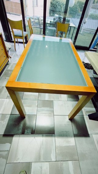 Mesa Comedor Cristal 160x90cm Madera
