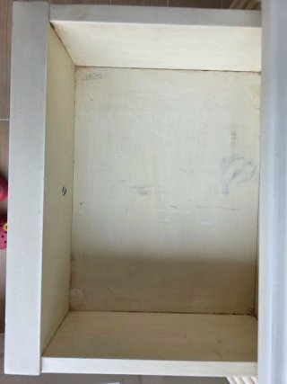 Cabecero y 2 mesillas madera blanco roto