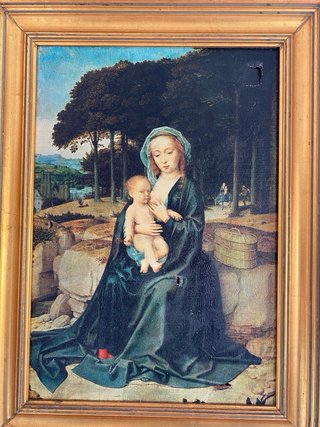 Cuadro Virgen con Niño, Marco Dorado