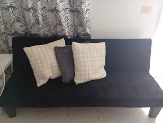Sofá Cama Negro Tela