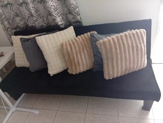 Sofá Cama Negro Tela