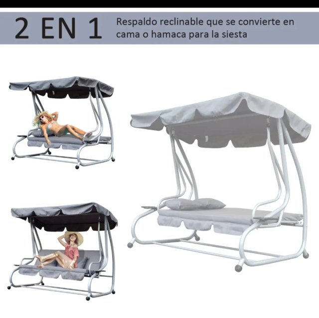 Columpio jardín 3 plazas convertible