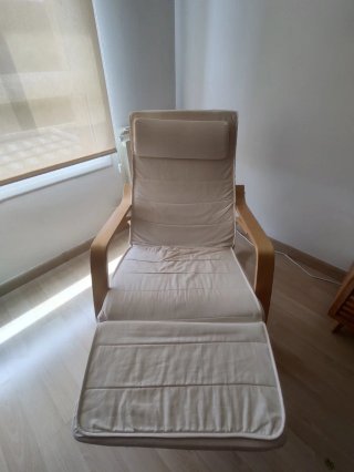 Mecedora Relax Madera y Tela Beige