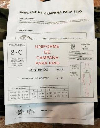 Uniforme nuevo camuflaje frío Talla 2C