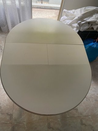 Mesa redonda extensible blanca