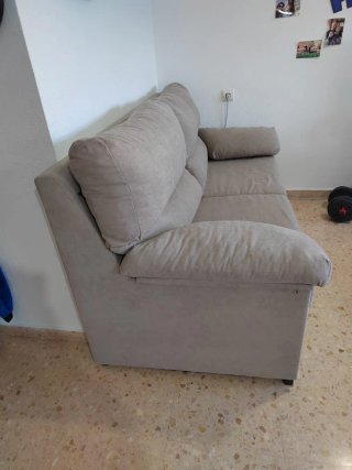 Sofá de 2 plazas beige tela