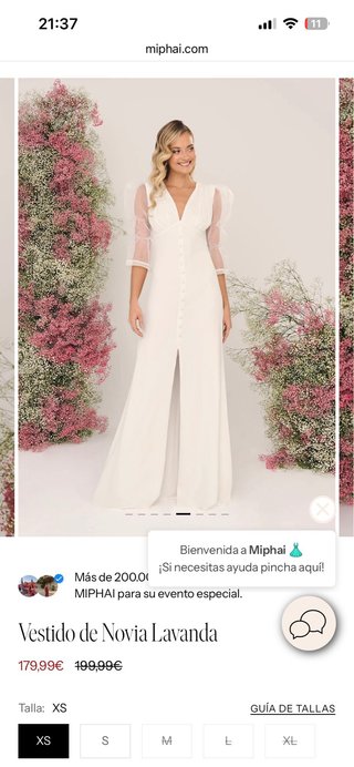 Vestido Novia Civil/Evento Miphai Blanco Talla M