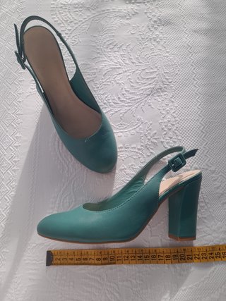 Zapatos tacón verde T-37