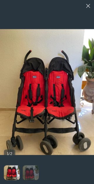 Silla de paseo gemelar Chicco Echo Roja
