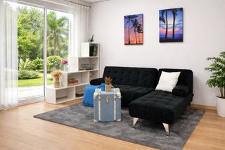 Sofá Cama Negro Terciopelo