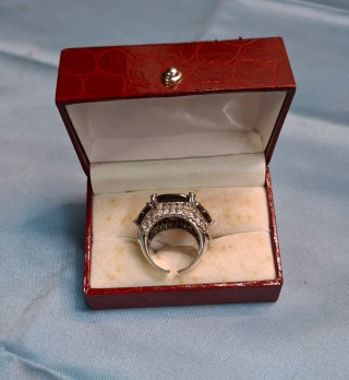 Anillo Plata Ajustable con Cristales Rojos