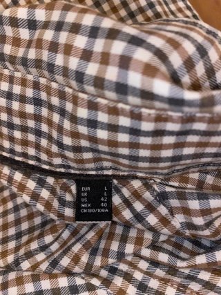 Camisa de cuadros beige y marrón Cortefiel