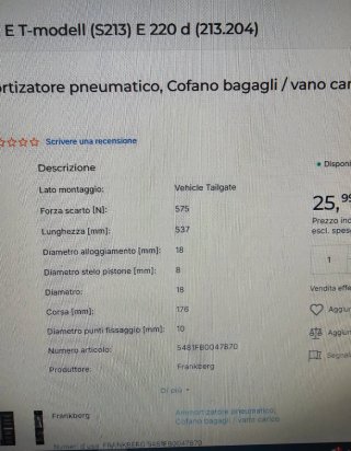 Ammortizzatore cofano bagagli Frankberg 5481FB0047