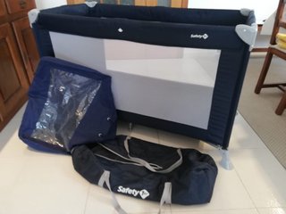 Cuna de viaje plegable con colchón y sábanas