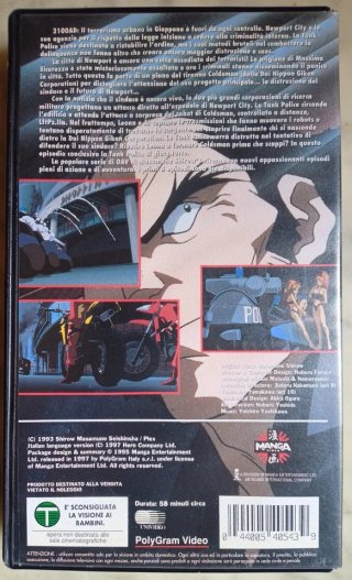 Vhs "New Dominion Tank Police Atto 9 e 10" Manga V