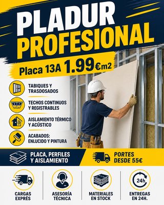Placa Pladur Profesional 1,99€/m2