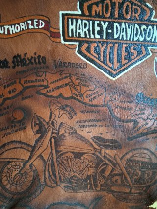 Cartel Harley Davidson Cuero Motor Clásico