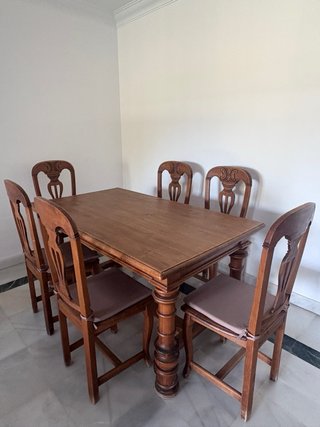 Mesa comedor madera maciza + 6 sillas