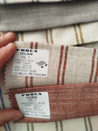 Nuevo Cabecero tapizado beige y rojo