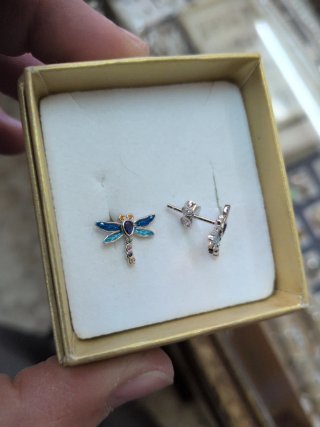 Pendientes Libélula Plata 925 y Esmalte