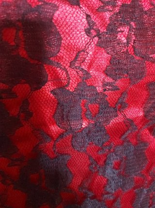 Falda o Vestido Negro y Rojo Encaje