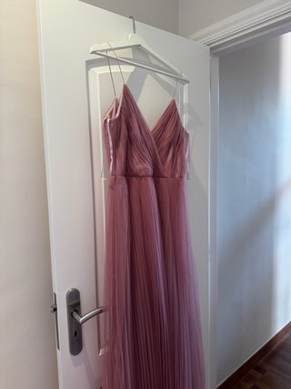 Vestido de fiesta rosa largo