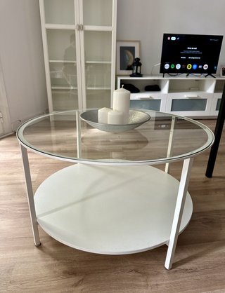 Mesa redonda cristal y metal