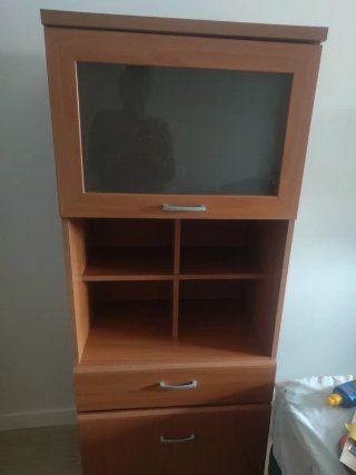 Mueble organizador madera y cristal