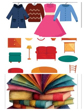 Ropa. Libros. Decoración