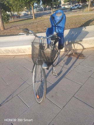 Bicicleta Negra con Silla Infantil