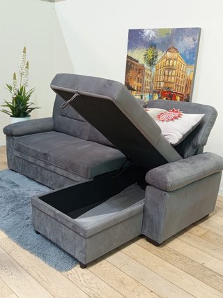 Sofá Cama Gris con Arcón - ¡Nuevo!