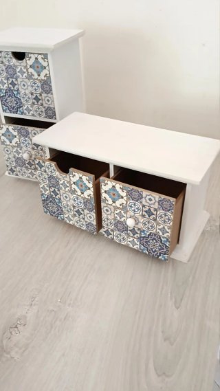 Set 2 Cassettiere Legno Decorate