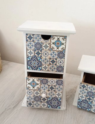 Set 2 Cassettiere Legno Decorate