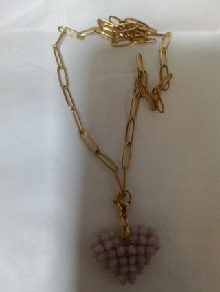 Colgante Corazón Piedras Moradas dorado