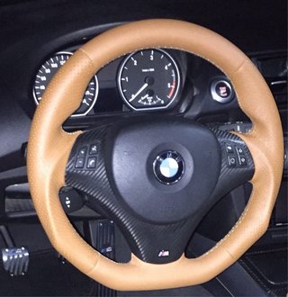 Volante achatado BMW cuero marrón