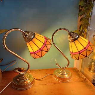 Pareja Lámparas Latón Tiffany Vintage