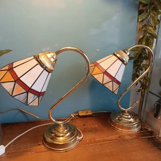 Pareja Lámparas Latón Tiffany Vintage