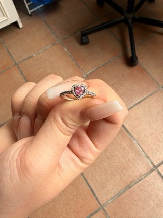 Anillo Pandora Corazón Rosa Plata