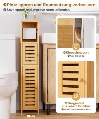 Porta Rollos Papel Higiénico Baño Bambú y Puertas