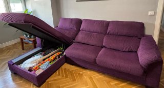 Sofá modular morado de tela