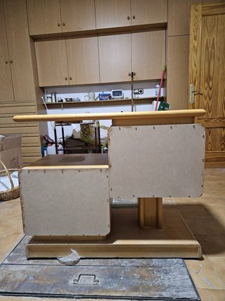 Mesa mueble auxiliar madera pino TV libros vinilos