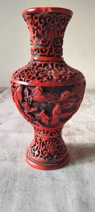 Vaso Cinnabar Cinese Decorato