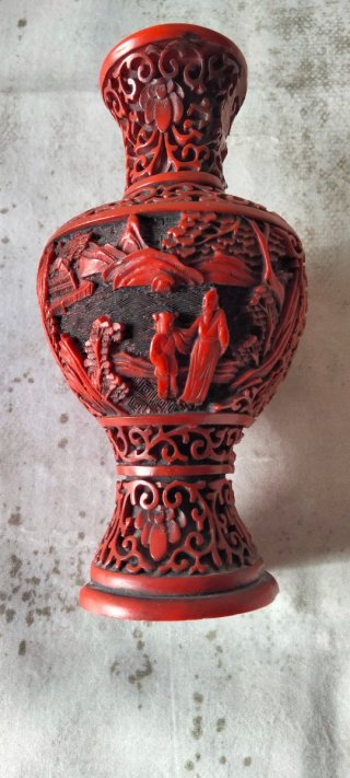 Vaso Cinnabar Cinese Decorato