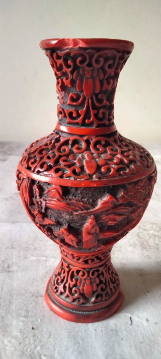 Vaso Cinnabar Cinese Decorato