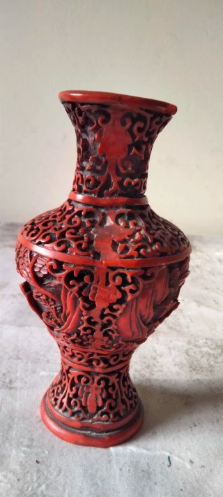 Vaso Cinnabar Cinese Decorato