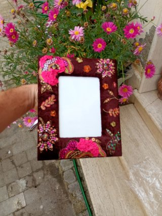 cornice 24 pz Portafoto in velluto con ricami